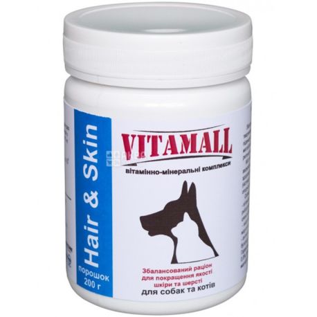 VitamAll, Hair & Skin, 200 г, Вітамінно-мінеральний комплекс, для кішок і собак