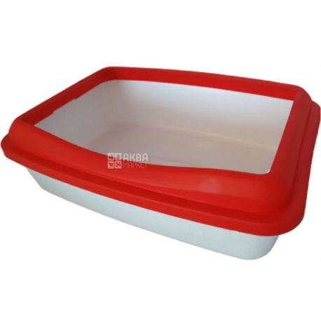 AnimAll, Cat Toilet, 41 x 31 x 13 cm, Toilet for cats, litter, plastic, red