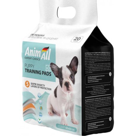 AnimAll, 20 шт., Пелюшки для собак, одноразові, 60 х 60 см