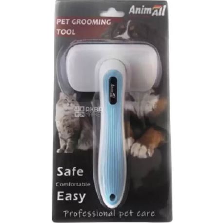 AnimAll Groom, Animal Slicker Brush, Auto Clean, Blue