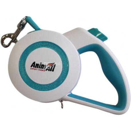 AnimAll Reflector, 5 м, Повідок-рулетка, розмір М, до 25 кг, біло-блакитний