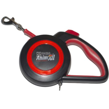 AnimAll Reflector, 5 м, Повідок-рулетка, розмір L, до 50 кг, червоно-чорний