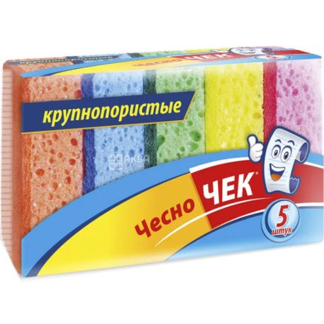 Чесно Чек, 5 шт., Губки кухонные крупнопористые
