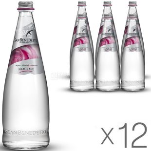 San Benedetto, Naturale, Упаковка 12 шт. х 1 л, Вода минеральная, негазированная, стекло