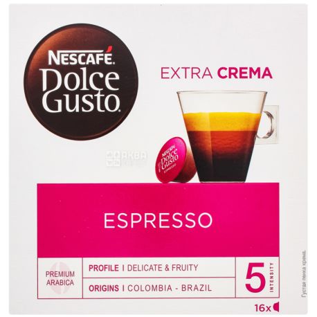 Nescafe Dolce Gusto Espresso, 16 шт., Кава Нескафе Еспрессо, середнього обсмаження, в капсулах