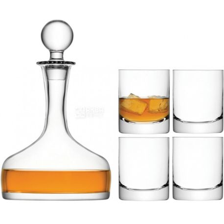 LSA international, Bar, Set of 4 Whiskey Glasses 250ml with 1.6L Decanter