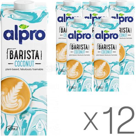 Alpro, Barista Coconut, Упаковка 12 шт. по 1 л, Алпро Бариста, Кокосове молоко