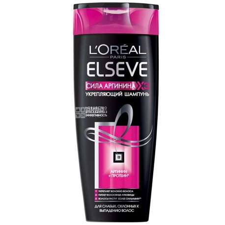 L'Oreal, 400 мл, Шампунь для слабых склонных к выпадению волос, Elseve Сила аргинина
