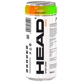 Head Sport, Exotic, 0,5 л, Напиток спортивный, Экзотик, слабогазированный, ж/б 
