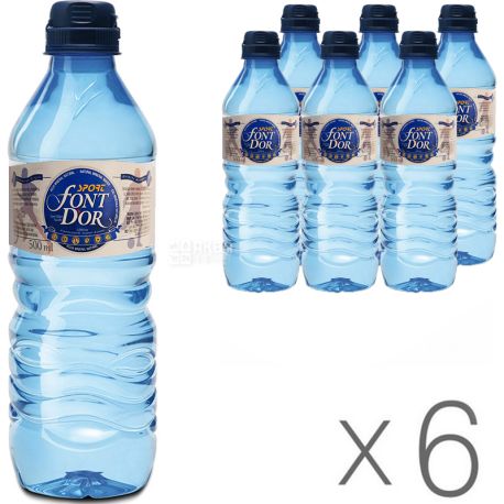 Font D'or, Спорт, упаковка 6 шт. х 0,5 л, Мінеральна вода, негазована, ПЕТ