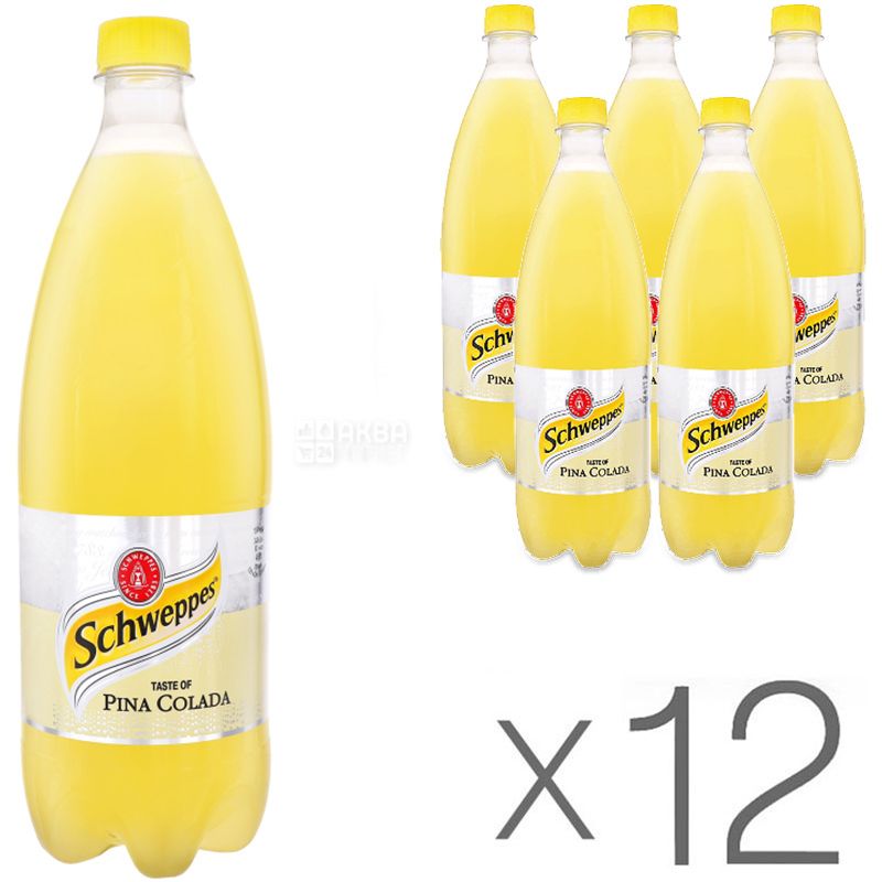 Schweppes, Pina Colada, Упаковка 12 шт. х 1 л, Швепс ...