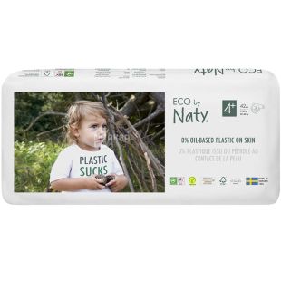 Eco by Naty, 24 шт., Подгузники Эко бай Нати, органические, размер 4+, 9-20 кг