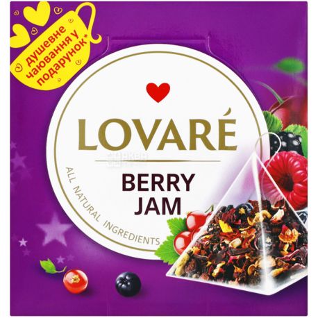 Lovare, 15 pyramids, Fruit and flower tea, Berry jam, + spoon