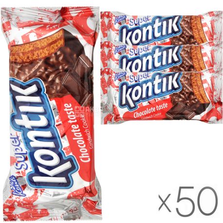 Konti, Super-Kontik, 90 g, package 50 pcs., Sandwich cookies, Chocolate