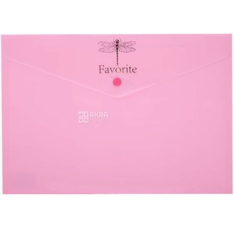 Buromax, Favourite Pastel, Папка-конверт на кнопці, A4, 180 мкм, рожева