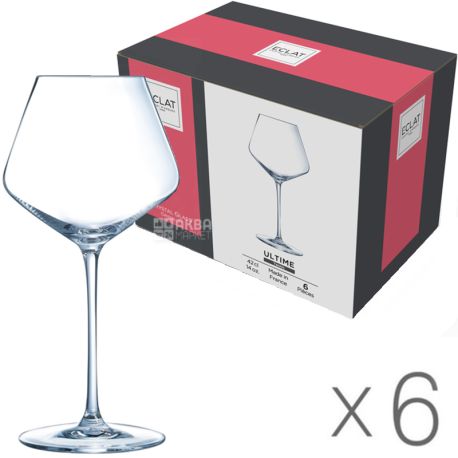 Eclat Ultime, 420 мл x 6 шт, Набор бокалов Эклат, для красного вина, хрусталь