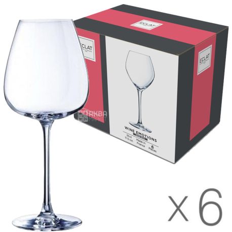 Eclat Wine Emotions, 350 ml x 6 pcs, Set of glasses, for red wine, crystal glass