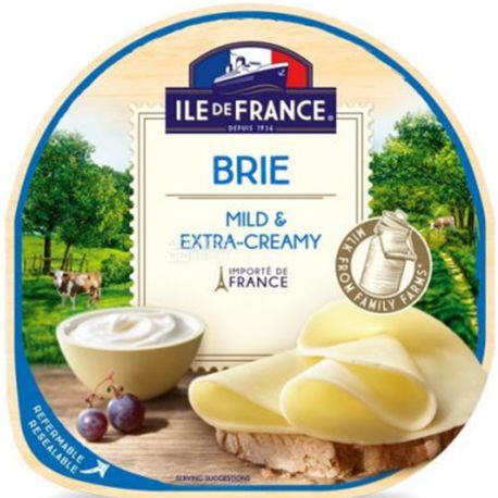 Ile De France Brie, 150 г, Иль де Франс, Сыр мягкий сливочный Бри, нарезка