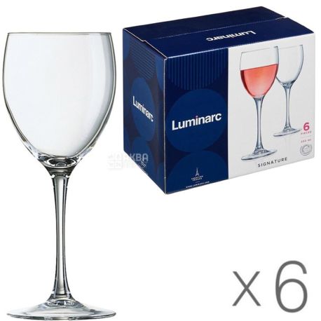 Luminarc, Signature, 250 мл х 6 шт., Люмінарк, Набір келихів для червого вина, скло