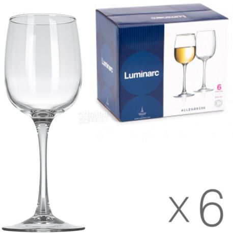 Luminarc, Allegresse, 300 мл х 6 шт., Люмінарк, Набір келихів для білого вина, скло