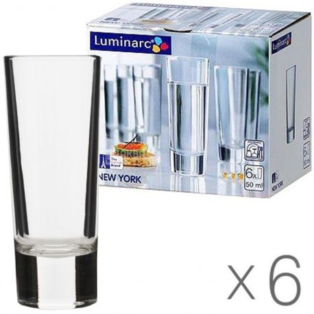 Luminarc, New-York, 6 pcs. x 50 ml, Luminark, A set of glasses for vodka, glass