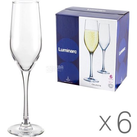 Luminarc Celeste, 160 ml х 6 pcs., Set of glasses, for champagne, glass
