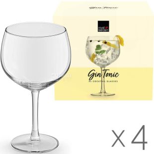  Royal Leerdam, 650 мл х 4 шт, Набор бокалов, для коктейлей Джин-тоник, прозрачный, стекло