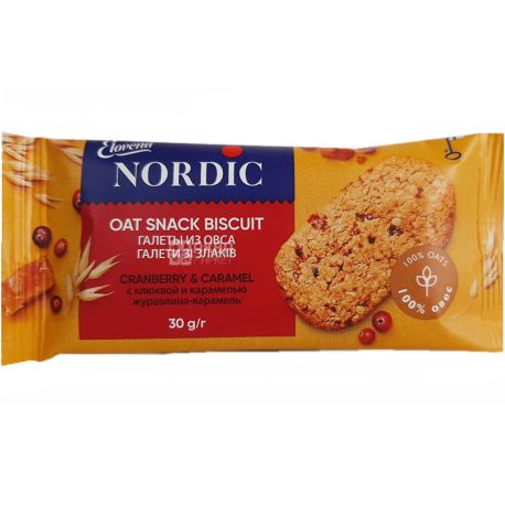 Nordic, 30 g, Nordic, Oat biscuit, with cranberries and caramel