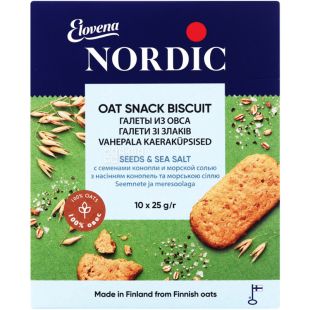 Nordic, 250 г, Галеты овсяные, с солью и семенами конопли