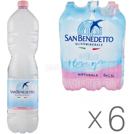 San Benedetto, 1,5 л, Упаковка 6 шт., Сан Бенедетто, Вода минеральная негазированная, ПЭТ