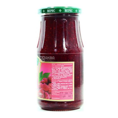 Veres, 620 g, jam, raspberry, with sugar