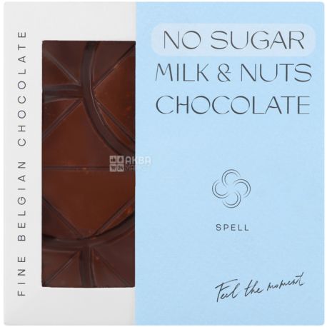 Spell, Milk & nuts, 80 г, Шоколад молочний, з фундуком, без цукру