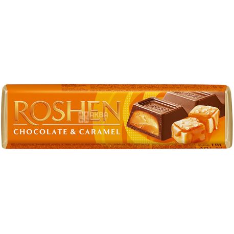 Roshen, 40 г, Рошен, Шоколадный батончик с карамелью