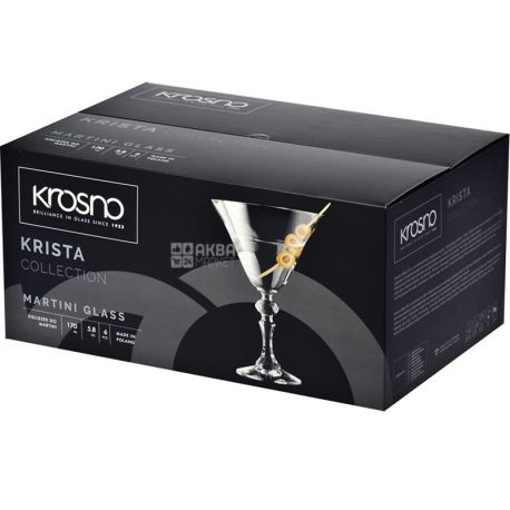 Krosno Mixology, 170 ml х 6 pcs, Set of glasses, for martini, clear, glass