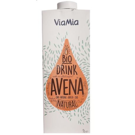ViaMia, Bio Drink, Avena, 1 л, ВиаМиа, Напиток овсяный органический, без сахара и глютена
