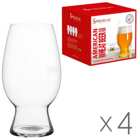 Spiegelau, Craft Beer Glasses, 4 Pack, American Wheat Beer Glasses, Crystal Glass, 0.750 L