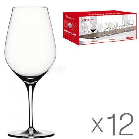 Spiegelau, Authentis, 12 pcs., Crystal, Set of glasses for red, white wine and champagne