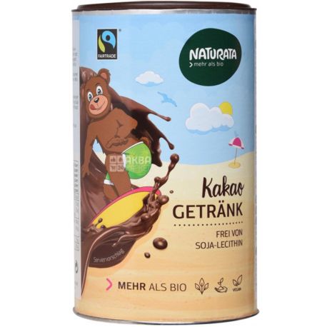 Naturata, Kakao Getrank Choco Drink, 350 г, Натурата, Какао-напій для дітей, органічний, тубус