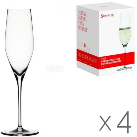 Spiegelau, Authentis, 4 шт, Набір келихів для ігристого вина, кришталеві, 0,19 л
