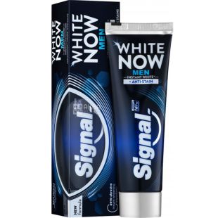 Signal white now men, 75 мл, Зубна паста для чоловіків, Миттєва білизна, Суперчистота