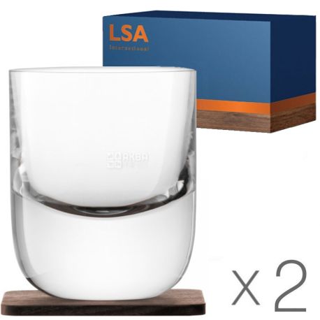 LSA international, Whisky, 2 шт. х 270 мл, Набор бокалов для виски, с подставками, стекло