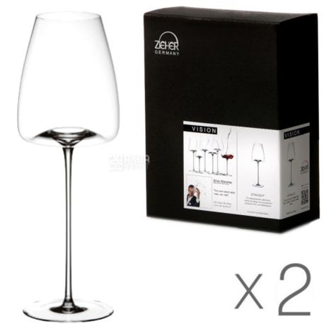Zieher, Vision, 2 Pieces, Straight Wine Glass Set, Crystal Glass, Clear, 540 ml
