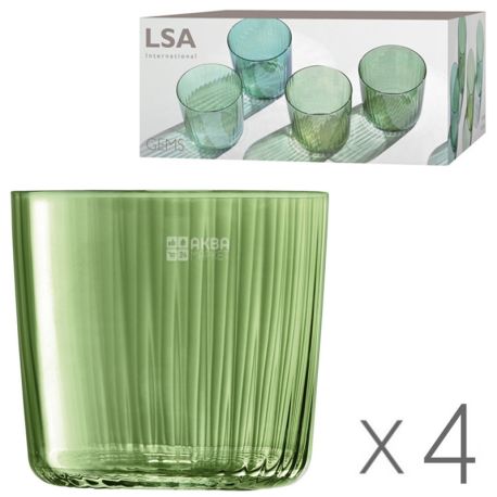 LSA international, Gems, 4 шт. х 310 мл, Набор тамблеров нефритового цвета, стекло