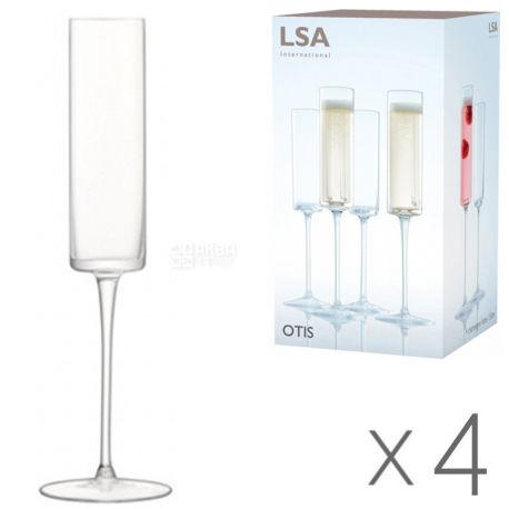 LSA international, Otis, 4 шт., Набор бокалов для шампанского, стекло, 150 мл 
