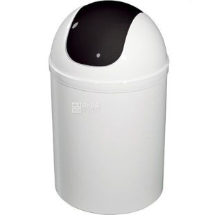 Bisk, 5 л, Відро для сміття з кришкою, пластикове, біло-чорне