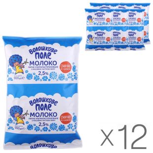 Волошкове поле, Молоко ультрапастеризоване 2,5%, 900 мл, упаковка 12 шт.