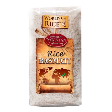 World's Rice, Basmati, 1 кг, Рис Ворлдс Райс, Басмати, длиннозернистый