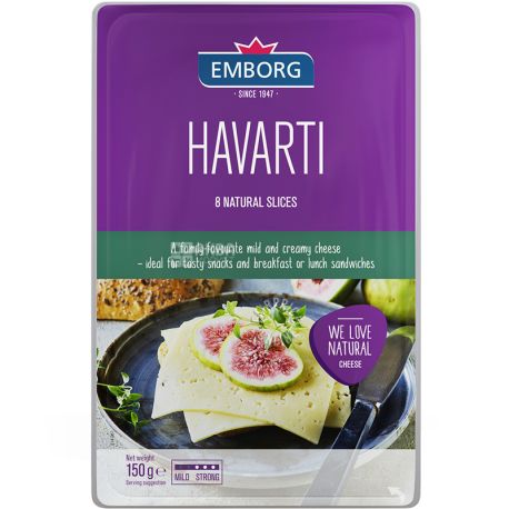Emborg Havarti, 150 g, Sliced cheese, 55%