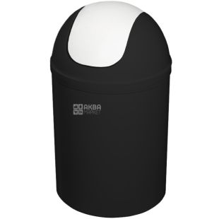 Bisk, 5 л, Відро для сміття з кришкою, пластикове, чорно-біле