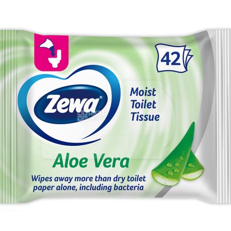  Zewa Мoist Aloe Vera, 42 аркуші, Вологий туалетний папір Зева, Алое Вера